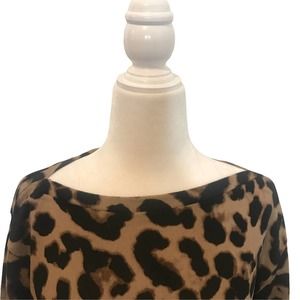 AMARYLLIS Leopard Animal Print 3/4 Bell Sleeve Boat Neck Sweater Top, size M